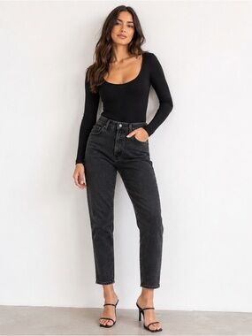 AGOLDE Nico High Rise Slim Jeans Size 25 Washed Black Button Fly Cropped Ankle